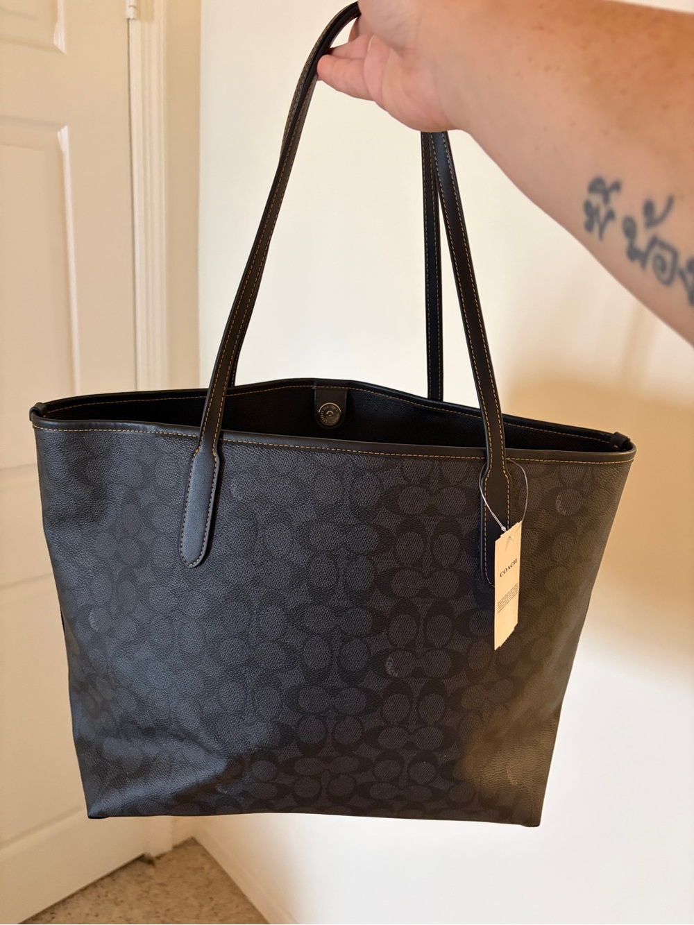 Coach Halloween Black Signature Moon & Cat Tote Bag - Picture 2 of 5